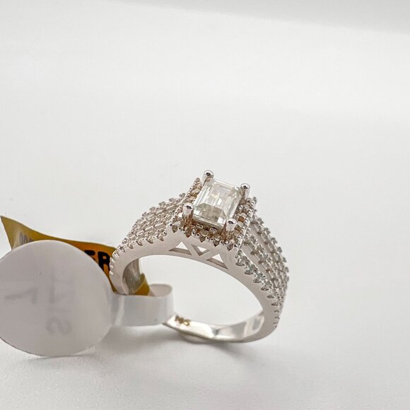 925 Sterling Sliver Moissanite Wedding/Engagement Ring, 1.0ctw VVS Stones Hip Ho - Picture 2 of 6